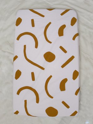 Mosey Me Shapes Fitted Cot Sheet in Tan - Sample Mosey Me Shapes Fitted Cot Sheet in Tan - Sample