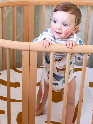 Mosey Me Shapes Fitted Cot Sheet in Tan - Sample Mosey Me Shapes Fitted Cot Sheet in Tan - Sample