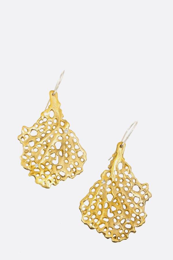 Bronze Coral Koraru Earrings with white sapphires Bronze Coral Koraru Earrings with white sapphires