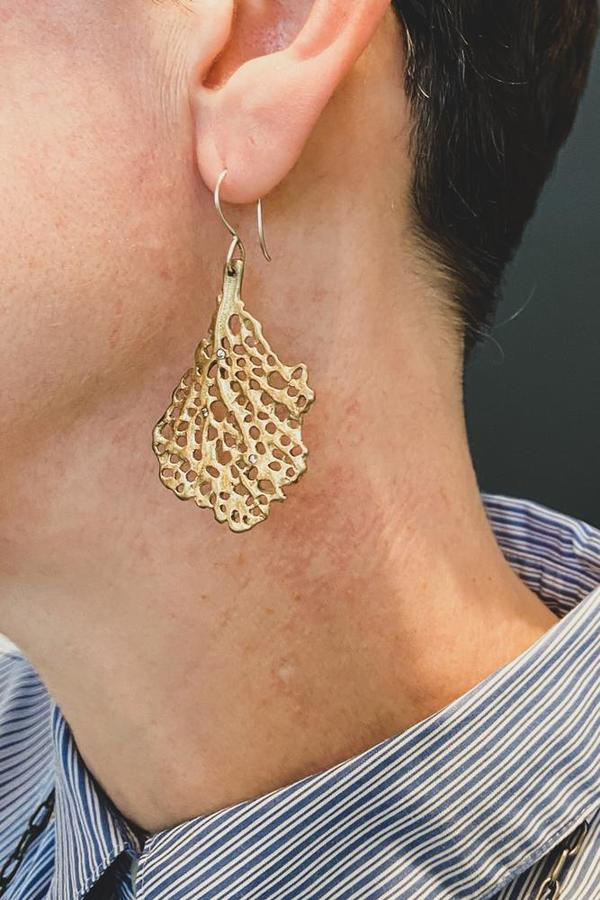 Bronze Coral Koraru Earrings with white sapphires Bronze Coral Koraru Earrings with white sapphires