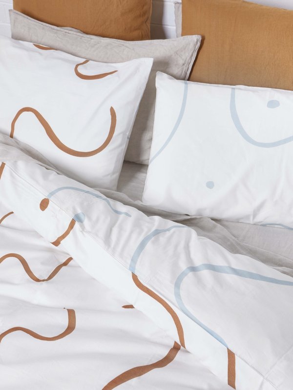 Mosey Me Sample Salento Quilt Cover Set - Blue/Clay Mosey Me Sample Salento Quilt Cover Set - Blue/Clay