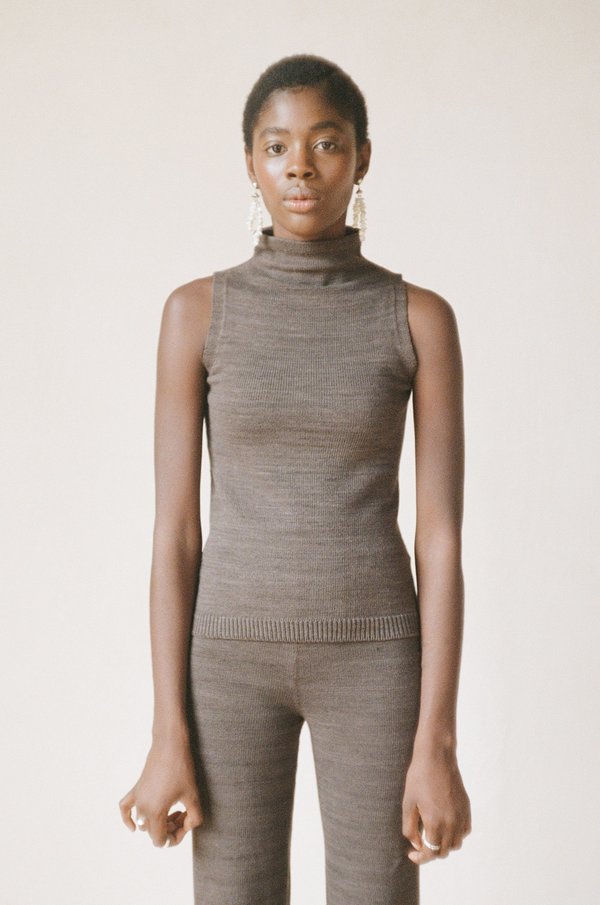 Maria Stanley MOCKNECK TANK - charcoal Maria Stanley MOCKNECK TANK - charcoal