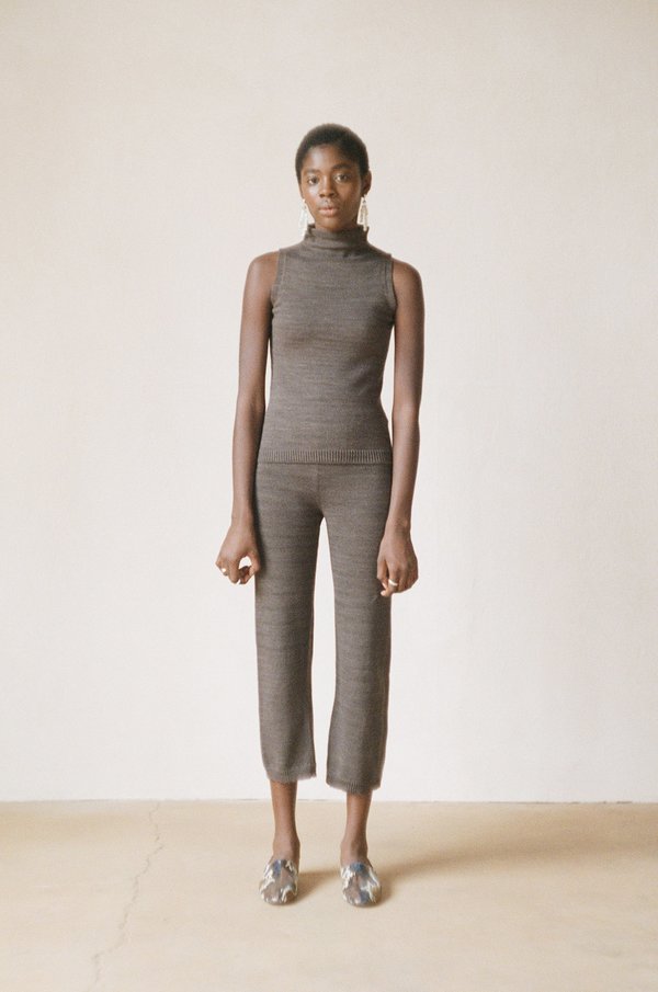 Maria Stanley MOCKNECK TANK - charcoal Maria Stanley MOCKNECK TANK - charcoal