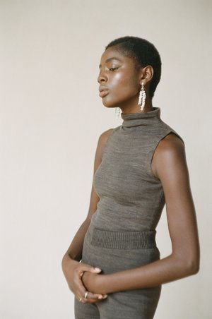 Maria Stanley MOCKNECK TANK - charcoal Maria Stanley MOCKNECK TANK - charcoal