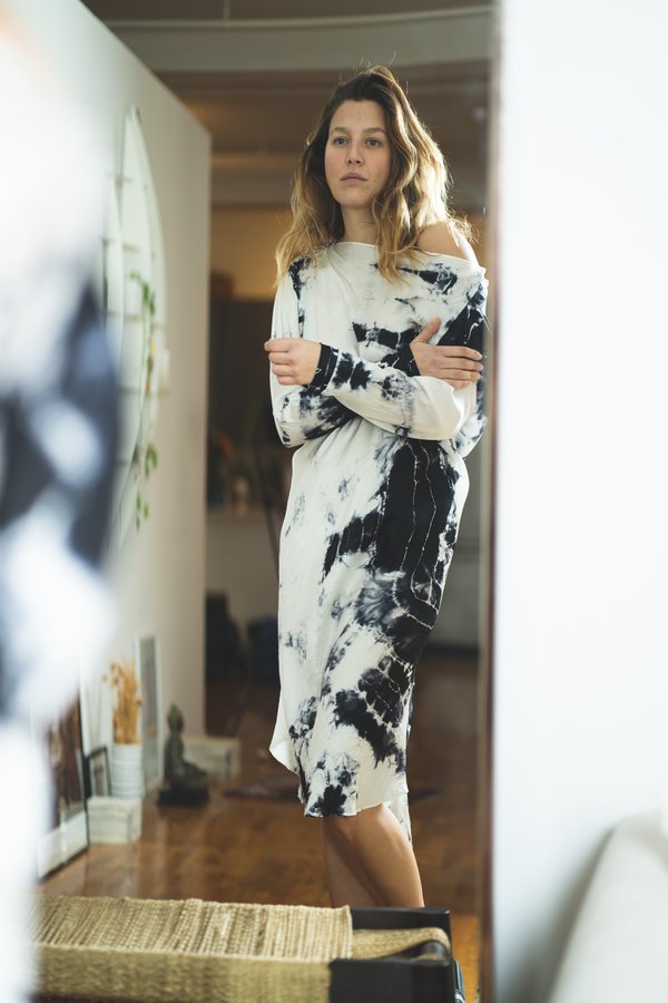 KES Repurposed Tie Dye Lia Dress - Black/White KES Repurposed Tie Dye Lia Dress - Black/White