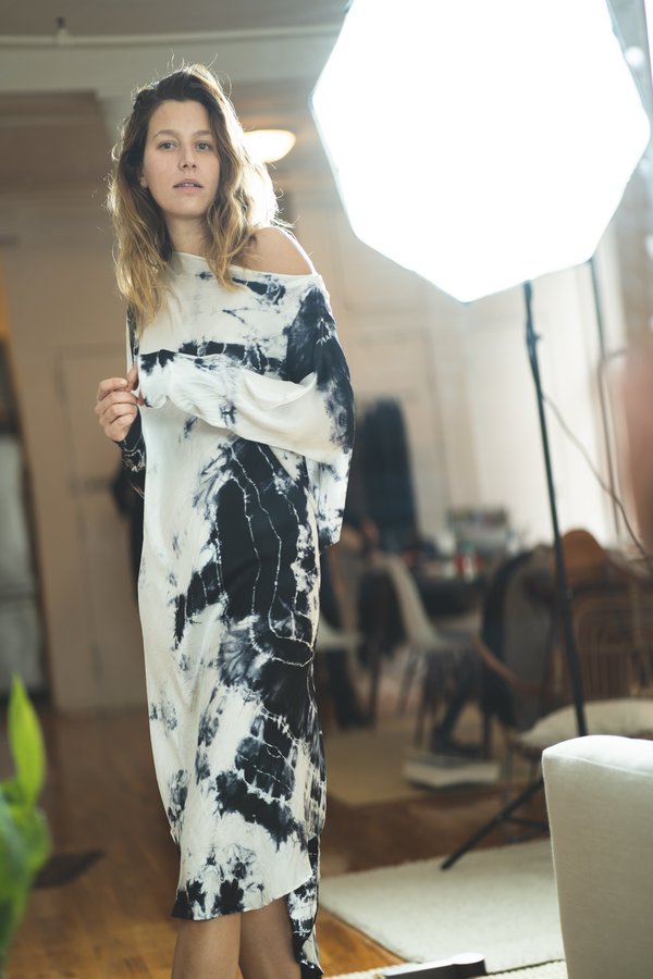 KES Repurposed Tie Dye Lia Dress - Black/White KES Repurposed Tie Dye Lia Dress - Black/White