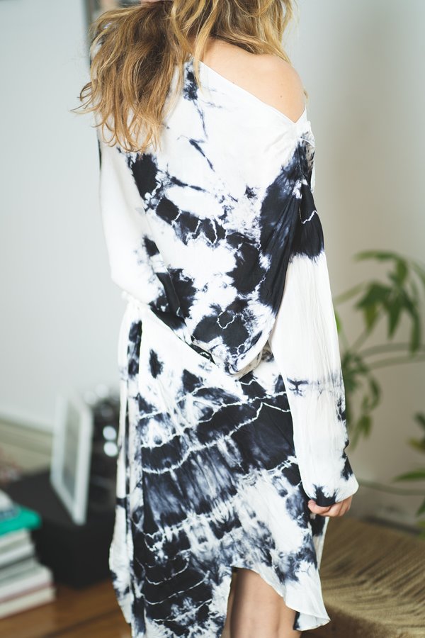 KES Repurposed Tie Dye Lia Dress - Black/White KES Repurposed Tie Dye Lia Dress - Black/White
