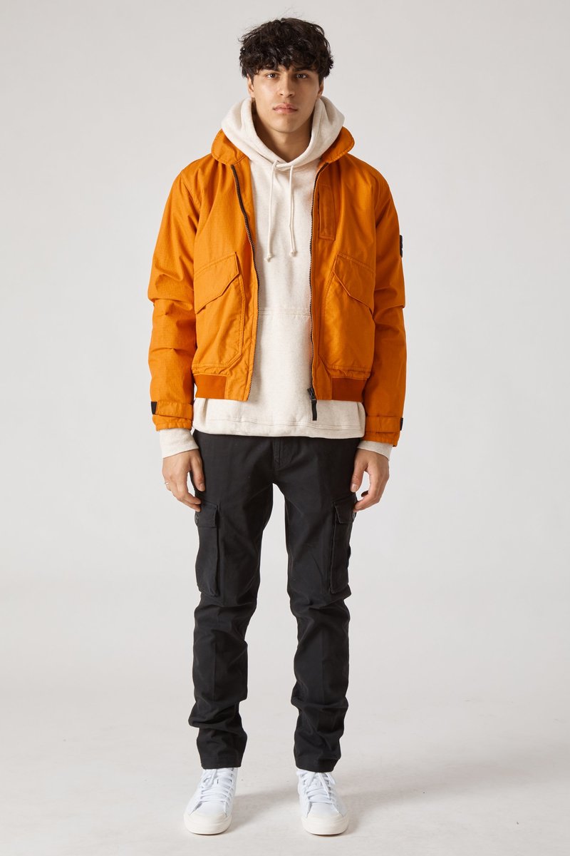 Stone Island Reflective Weave Ripstop Pilot Jacket Orange