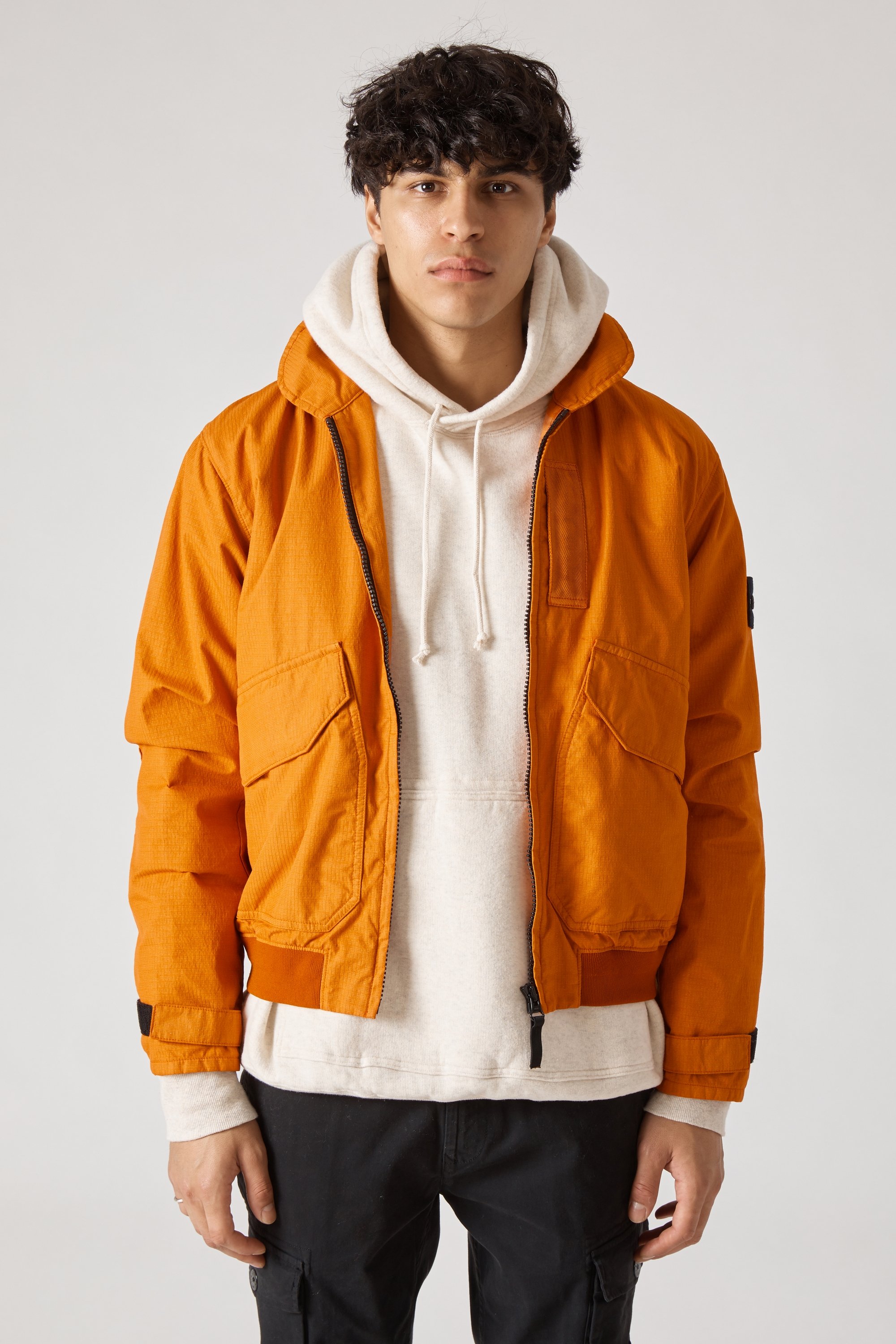 4650571 Stone Island Reflective Weave Ripstop Pilot Jacket - Orange | Garmentory