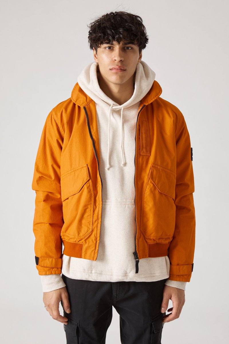 Stone Island Reflective Weave Ripstop Pilot Jacket Orange