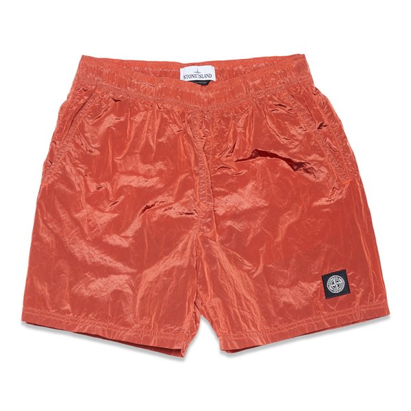 B0943 Nylon Metal Garment Dyed Swim Shorts - Orange Red B0943 Nylon Metal Garment Dyed Swim Shorts - Orange Red