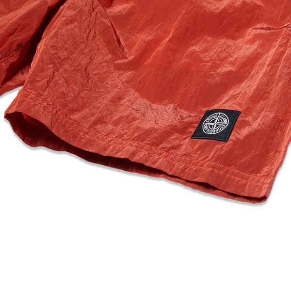 B0943 Nylon Metal Garment Dyed Swim Shorts - Orange Red B0943 Nylon Metal Garment Dyed Swim Shorts - Orange Red