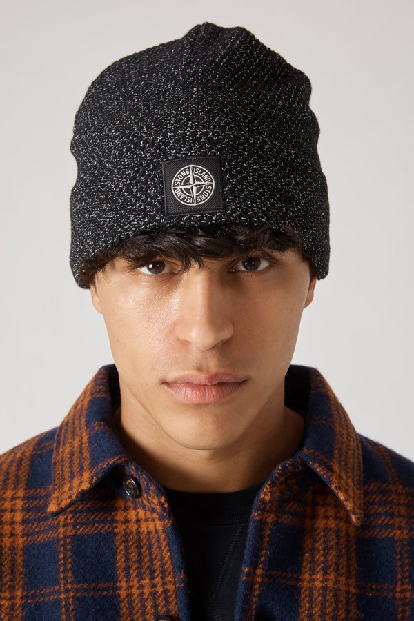Stone Island Reflective Knit Cap - Black Stone Island Reflective Knit Cap - Black
