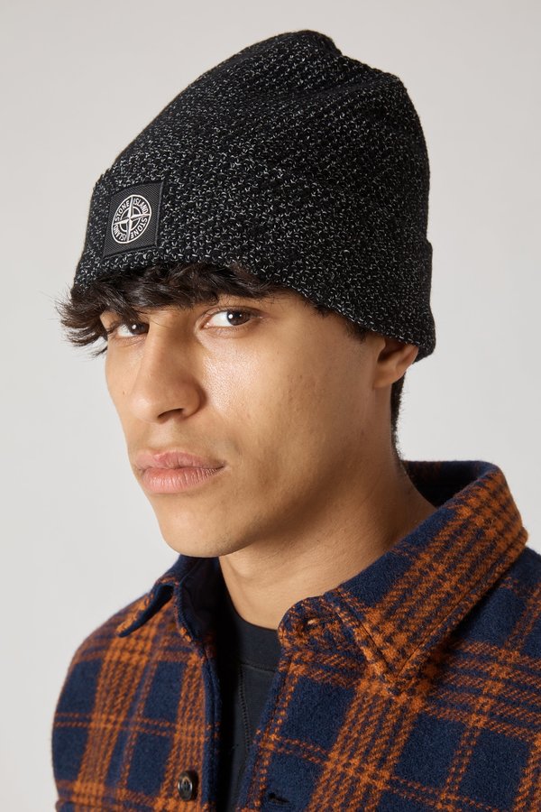 Stone Island Reflective Knit Cap - Black Stone Island Reflective Knit Cap - Black