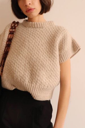Vintage Handknit Sweater - Beige Vintage Handknit Sweater - Beige