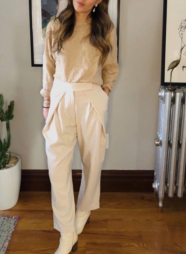 Pleated Cropped Trousers - Beige - S Pleated Cropped Trousers - Beige - S