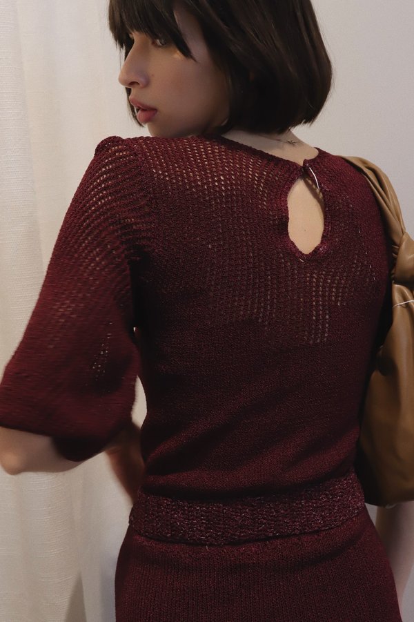 Vintage Knit Belted Dress - Raspberry Vintage Knit Belted Dress - Raspberry