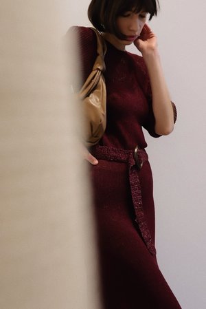 Vintage Knit Belted Dress - Raspberry Vintage Knit Belted Dress - Raspberry