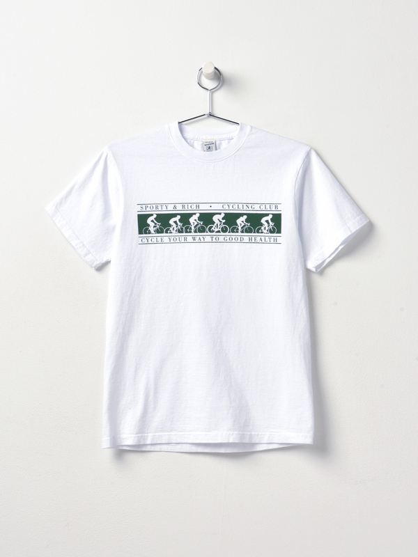 Sporty & Rich Cycling Club T Shirt - White/Forest Sporty & Rich Cycling Club T Shirt - White/Forest