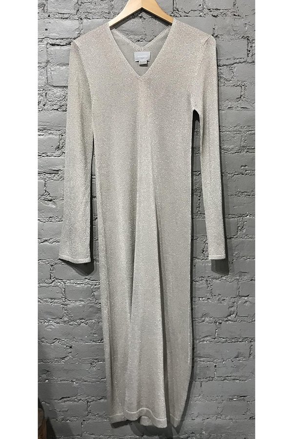 M.PATMOS Shimmer V-neck Dress - gold/cream M.PATMOS Shimmer V-neck Dress - gold/cream