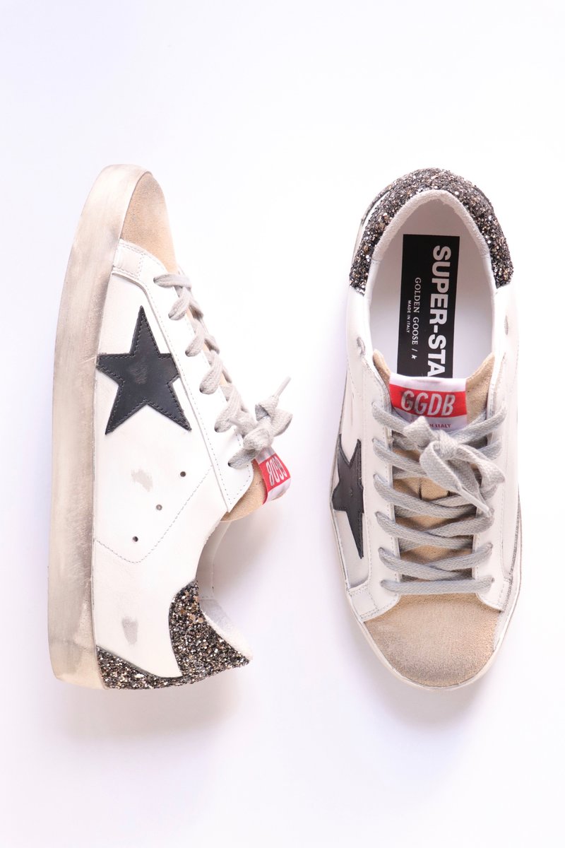 Golden Goose Super Star with Leather Star and Glitter Heel