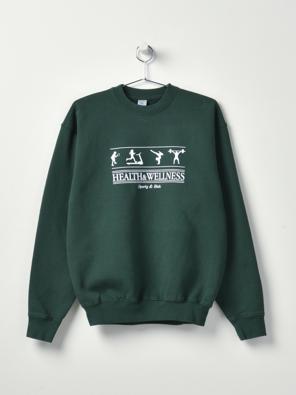 Sporty & Rich Health, Wellness Crewneck - Forest Green/White Sporty & Rich Health, Wellness Crewneck - Forest Green/White