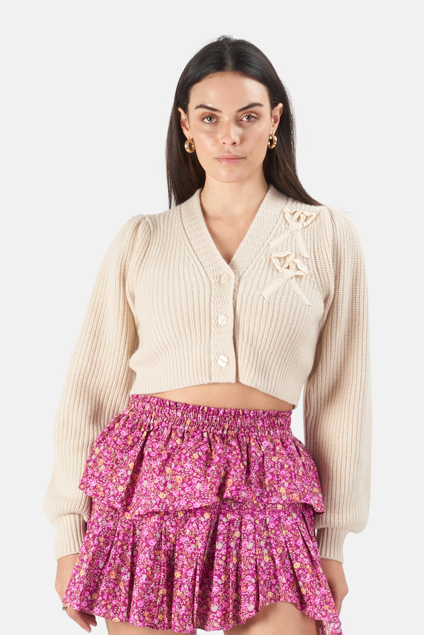 LoveShackFancy Avignon Cardigan Sweater - Oatmeal LoveShackFancy Avignon Cardigan Sweater - Oatmeal