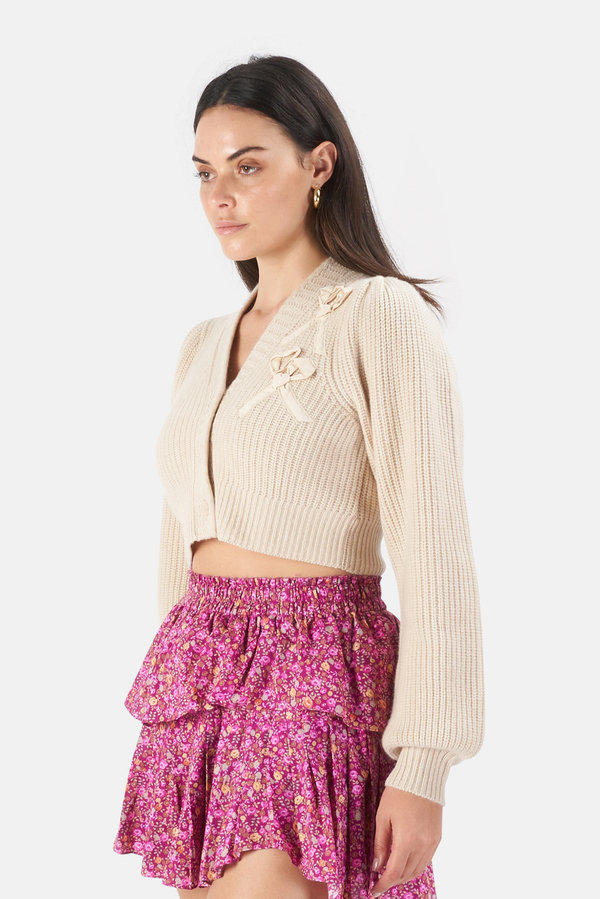 LoveShackFancy Avignon Cardigan Sweater - Oatmeal LoveShackFancy Avignon Cardigan Sweater - Oatmeal