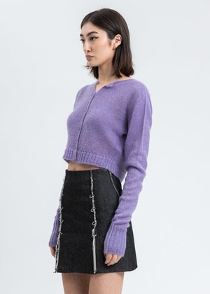 Danielle Guizio　mohaih ribbed ccrdigan Danielle Guizio Mohair Ribbed Cardigan - Lavender | Garmentory