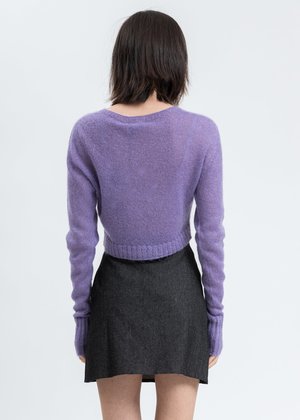 Danielle Guizio Mohair Ribbed Cardigan - Lavender | Garmentory