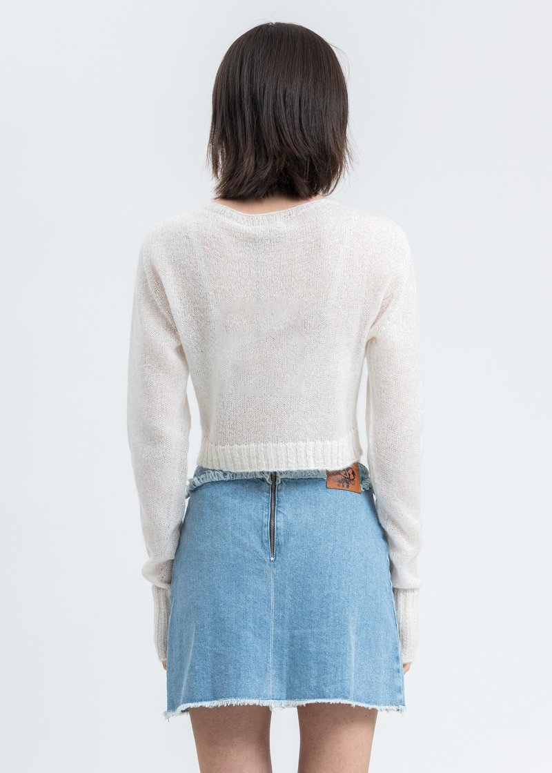 GUIZIO Mohair Ribbed Cardigan in Berry | REVOLVE