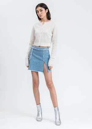 White Mohair Ribbed Cardigan | Garmentory