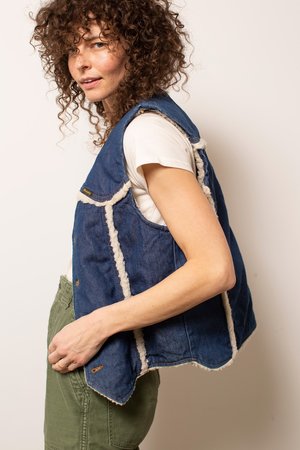Vintage Wrangler Shearling Vest - Blue Vintage Wrangler Shearling Vest - Blue