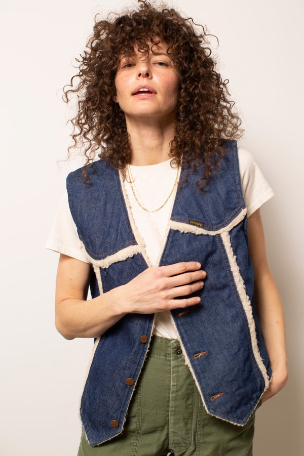 Vintage Wrangler Shearling Vest - Blue Vintage Wrangler Shearling Vest - Blue