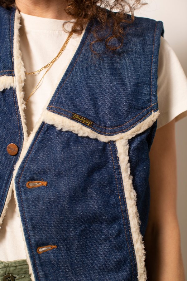 Vintage Wrangler Shearling Vest - Blue Vintage Wrangler Shearling Vest - Blue