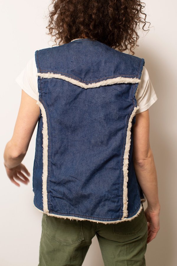 Vintage Wrangler Shearling Vest - Blue Vintage Wrangler Shearling Vest - Blue