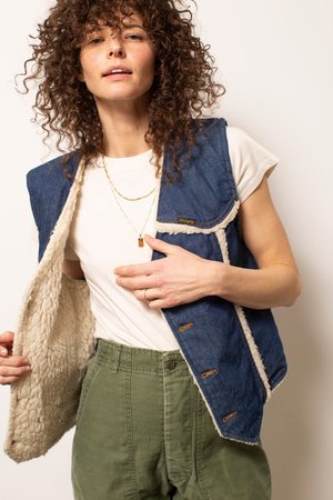 Vintage Wrangler Shearling Vest - Blue Vintage Wrangler Shearling Vest - Blue