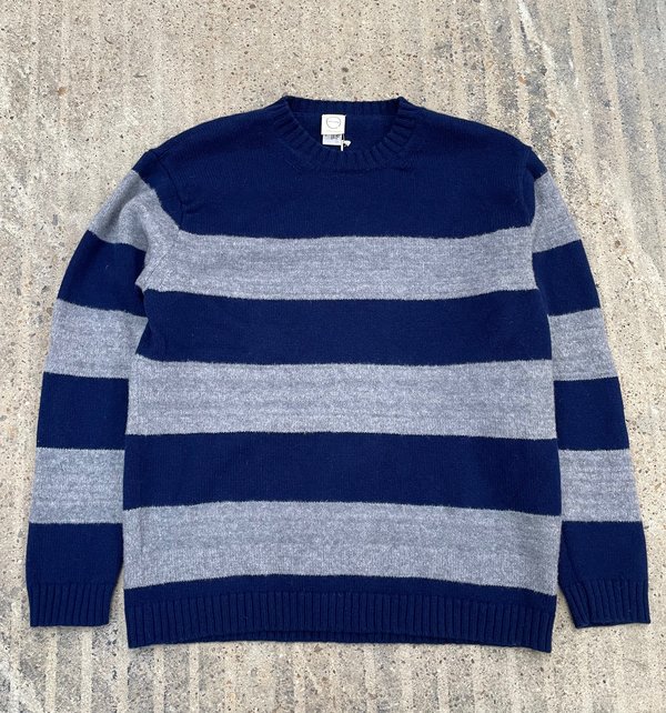 Country of Origin Fleece Stripe Crew Sweater - Navy/Gray Country of Origin Fleece Stripe Crew Sweater - Navy/Gray