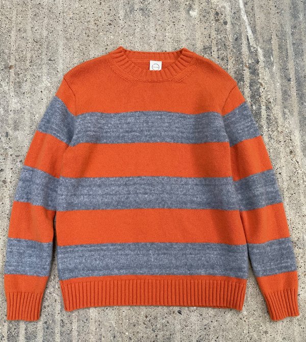 Country of Origin Fleece Stripe Crew Sweater - Orange/Gray Country of Origin Fleece Stripe Crew Sweater - Orange/Gray