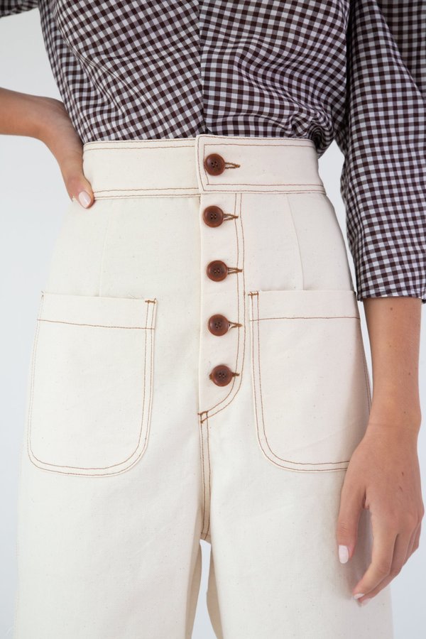 Caron Callahan Emily Pant - Cream Canvas Caron Callahan Emily Pant - Cream Canvas