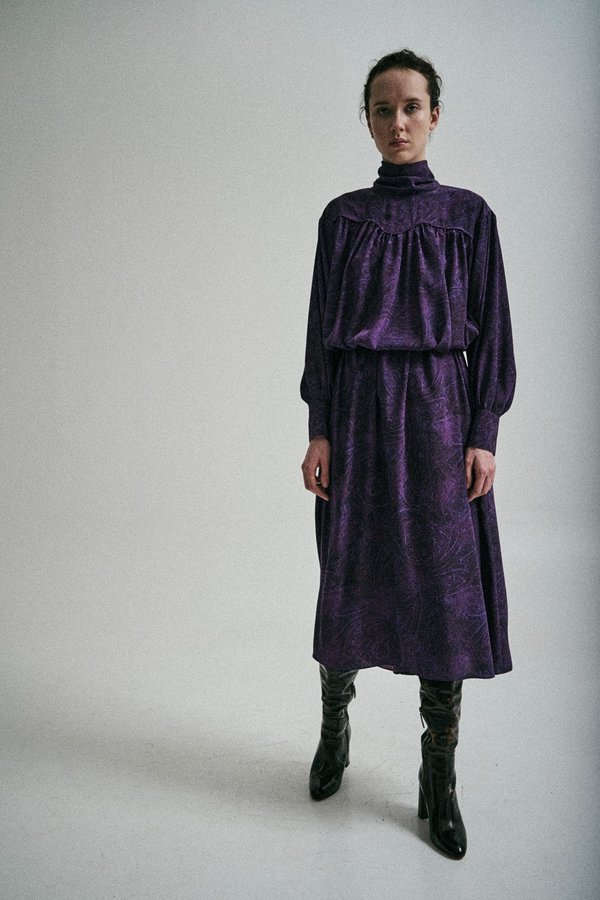 Sayaka Davis Paisley Scarf Collar Long Dress Sayaka Davis Paisley Scarf Collar Long Dress