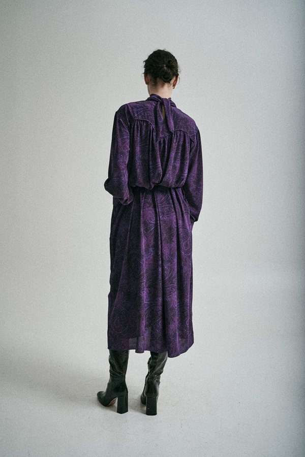 Sayaka Davis Paisley Scarf Collar Long Dress Sayaka Davis Paisley Scarf Collar Long Dress
