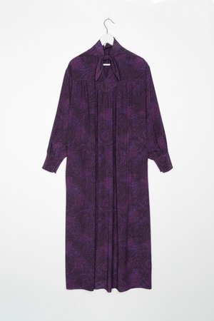 Sayaka Davis Paisley Scarf Collar Long Dress Sayaka Davis Paisley Scarf Collar Long Dress