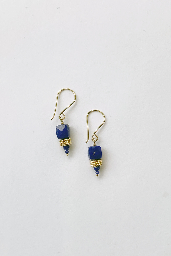 Debbie Fisher Lapis and Gold Vermeil Beaded Earring - Blue/Gold Debbie Fisher Lapis and Gold Vermeil Beaded Earring - Blue/Gold