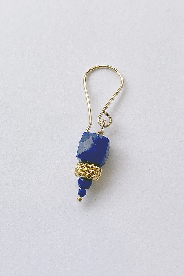 Debbie Fisher Lapis and Gold Vermeil Beaded Earring - Blue/Gold Debbie Fisher Lapis and Gold Vermeil Beaded Earring - Blue/Gold