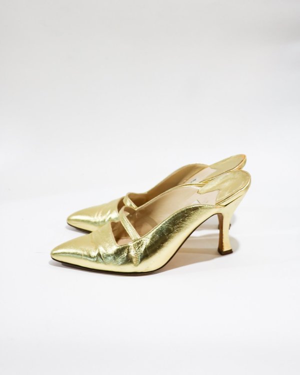 Manolo Blahnik Metallic Cutout Mules, Size 37 Manolo Blahnik Metallic Cutout Mules, Size 37
