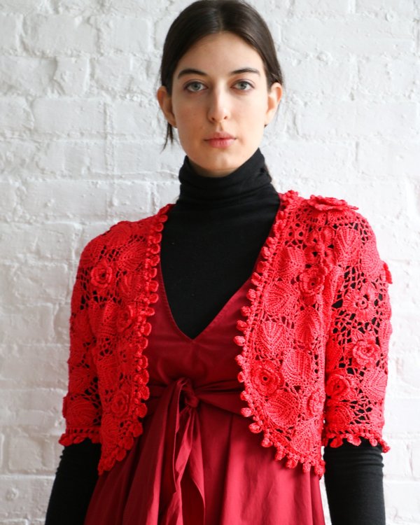 Oscar de la Renta Lace Knit Shrug, Size S Oscar de la Renta Lace Knit Shrug, Size S