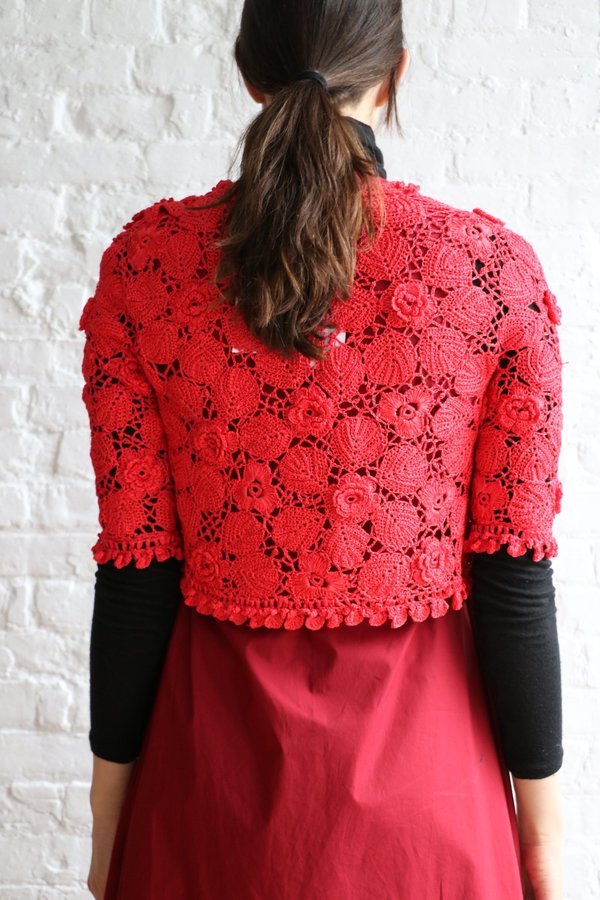 Oscar de la Renta Lace Knit Shrug, Size S Oscar de la Renta Lace Knit Shrug, Size S