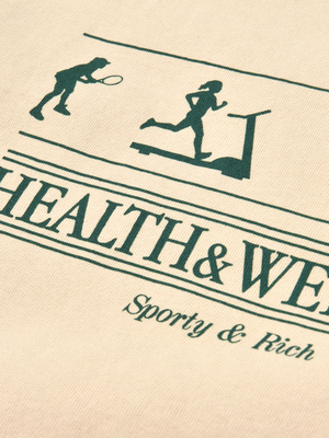 Sporty & Rich Health, Wellness Crewneck - Cream Puff/Forest Green Sporty & Rich Health, Wellness Crewneck - Cream Puff/Forest Green