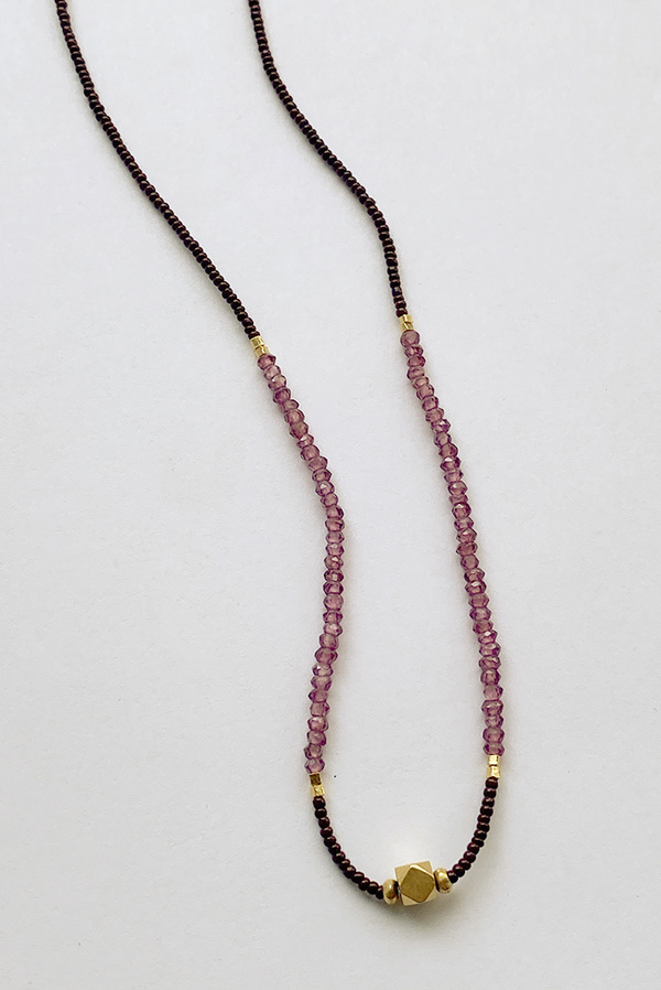 Debbie Fisher Glass, Garnet and Gold Vermeil Beaded Necklace - Brown/Pink/Gold Debbie Fisher Glass, Garnet and Gold Vermeil Beaded Necklace - Brown/Pink/Gold